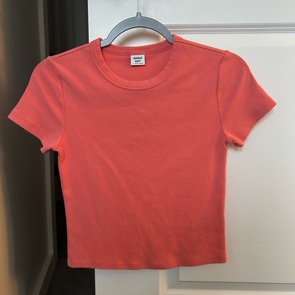 Sunday best short sleeve top coral size small